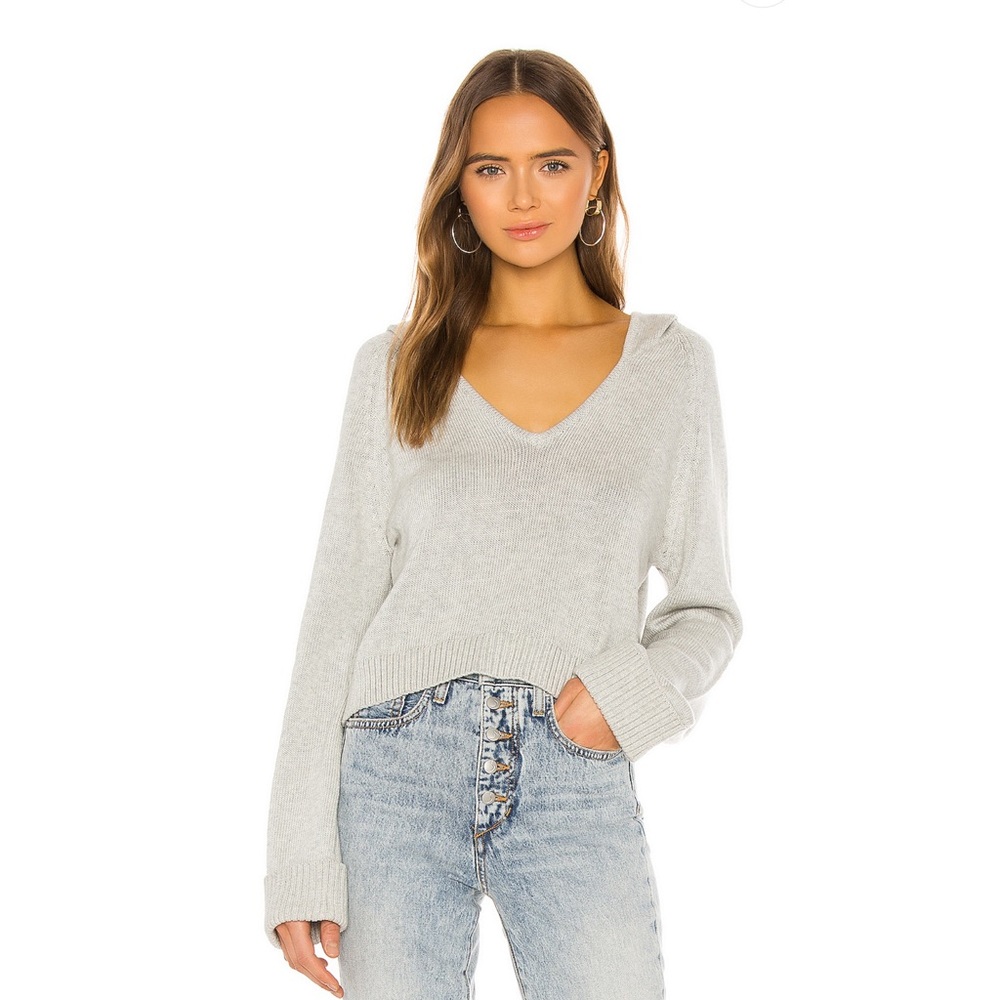 REVOLVE 	Lovers + Friends Knit Hoodie Heather Grey
